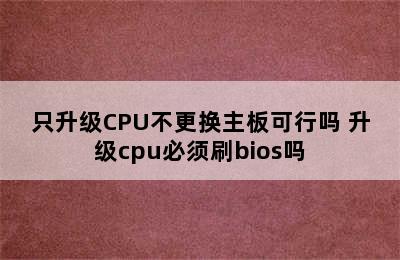 只升级CPU不更换主板可行吗 升级cpu必须刷bios吗